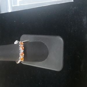Sterling Slver Genuine yellow Sapphire/ White Diamond Ring Sz 6-8